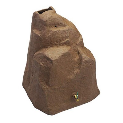 Good Ideas Rain Wizard Outdoor 42 Gallon Weatherproof Rain Barrel Rock with Brass Spout, Red Brick