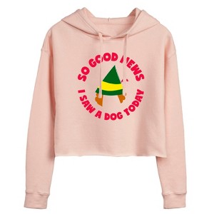 Women's - ELF - Christmas Family Set Saw A Dog Cropped Graphic Hoodie - 1 of 3