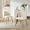 Set of 2 Barbara Velvet Vanity Stool For Makeup Room, Moden Accent Side Chairs For Living Room With Golden Metal Legs| ARTFUL LIVING DESIGN-IVORY - 2 of 4