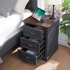 Sonkuki 21" Tall Nightstand with 3 Drawers, 18" Wide End Table with Charging Station, Small Dresser Chest for Bedroom - 3 of 4