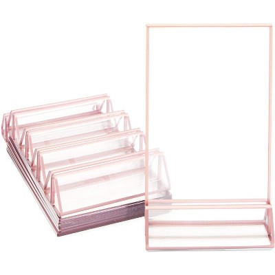 Stockroom Plus 6-Pack Clear Acrylic Sign Holder with Rose Gold Metal Borders, Menu Stand (5 x 8.35 in)