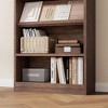 71"Tall Wooden Bookshelf,5 Tier unique fluted Wooden Book Shelf,Free Standing Farmhouse Bookcase with Open Display Storage  for living rooms,Office - 3 of 4