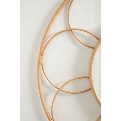 Cori 34" Round Natural Rattan and Metal Mirror