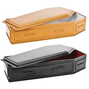 Set of 2 Coffins for WWE & AEW Wrestling Action Figures: Black & Brown - 1 of 3