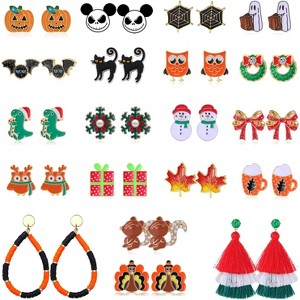 Halloween Earrings Bulk Set - 20 Pairs Cute Pumpkin, Bat & Fall Leaf Designs. - 1 of 4