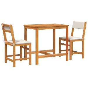 vidaXL Balcony Set with Cushions 3 Piece Outdoor Furniture - Solid Wood Acacia Bistro Set for Patio/Terrace/Garden - 1 of 4