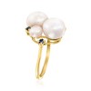Ross-Simons 5-9mm Cultured Pearl and .10 ct. t.w. Sapphire Ring in 18kt Gold Over Sterling - 3 of 4