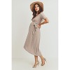 Hello Miz Women's Hi-Low Short Sleeve V Neck Maternity Wrap Dress with Belt - 3 of 4