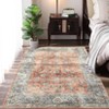 Machine Washable Area Rug Vintage Floral Non Slip Rug Foldable Stain Resistant Rugs Distressed Low Pile Indoor Carpet for Bedroom Living Room - 4 of 4