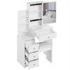 CAVINAS Vanity Desk with Mirror Compact Makeup Table with Stool, Multi-Layer Storage - 4 of 4