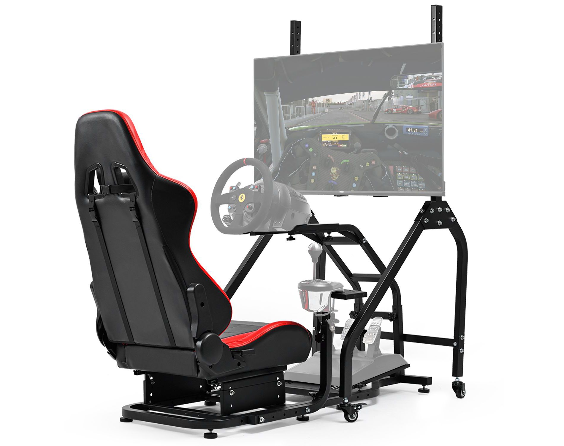 Dardoo G29 Simulator Cockpit | All-in-One Racing Rig with Monitor Stand & Adjustable Seat | Fits Logitech G923 & Thrustmaster Wheels