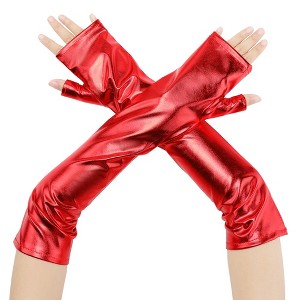 INSPIRE CHIC Women's Faux Leather Fingerless Long Sleeve Gloves 1 Pair - 1 of 4