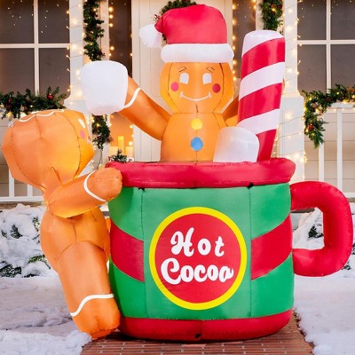 Joiedomi 6 Ft Tall Gingerbread Man In Hot Cocoa Mug Inflatable ...