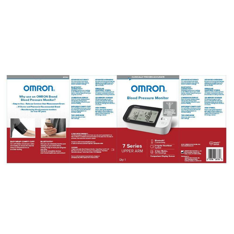 Omron 7 Series Upper Arm Blood Pressure Monitor with Cuff - Fits Standard and Large Arms, 6 of 7