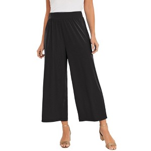 Jessica London Women's Plus Size Stretch Knit Wide Leg Crop Pant - 1 of 4