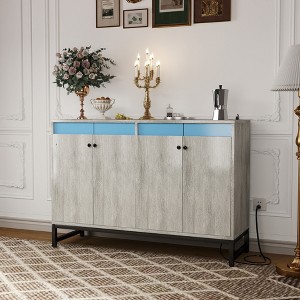 Aheaplus Storage Buffet Cabinet with Adjustable Shelves, Coffee Bar with Charging Station, LED Light - 1 of 4