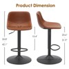 VYNXARIA Set of 2 Adjustable Mid-Century Modern Swivel Bar Stools, Industrial Counter Height Chairs with Back Support (PU Leather),Brown - 2 of 4