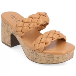 Journee Collection Womens Kyaa Tru Comfort Foam Braided Strap Platform Sandals, Tan 8.5