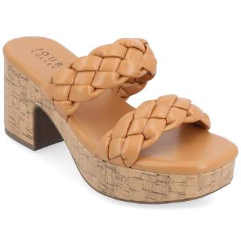 Journee Collection Womens Kyaa Tru Comfort Foam Braided Strap Platform Sandals Tan 12