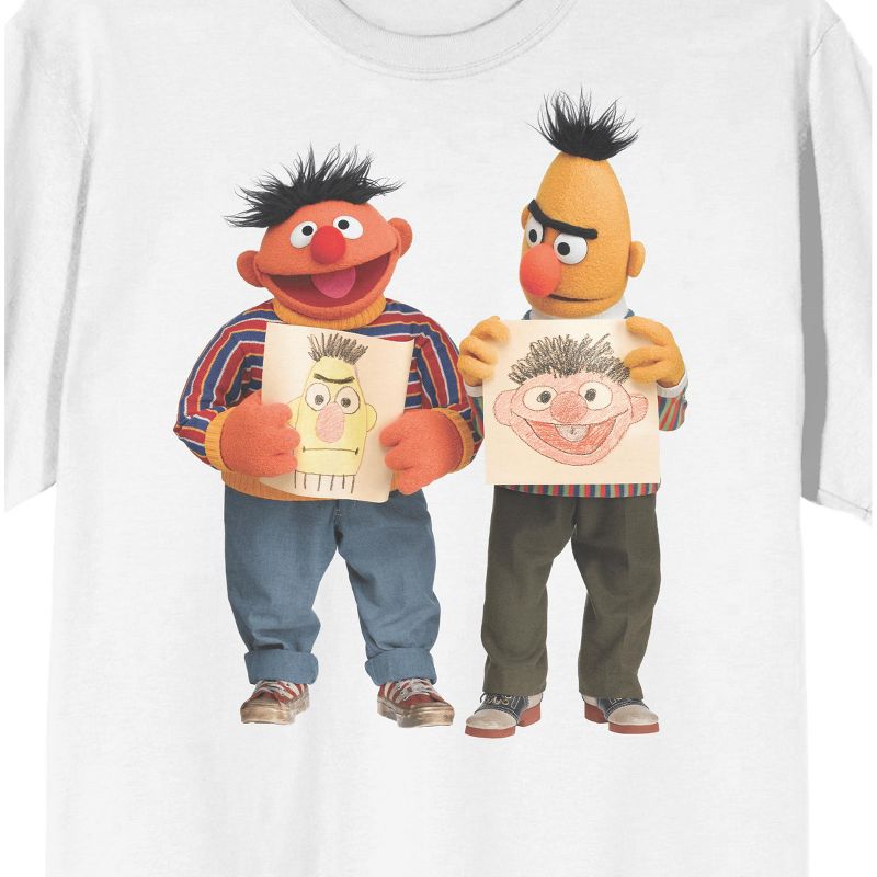 Sesame Street Bert And Ernie Waterprint Crew Neck Short Sleeve White Men's T-shirt, 2 of 4