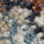 blue, gray, mustard, rust, teal