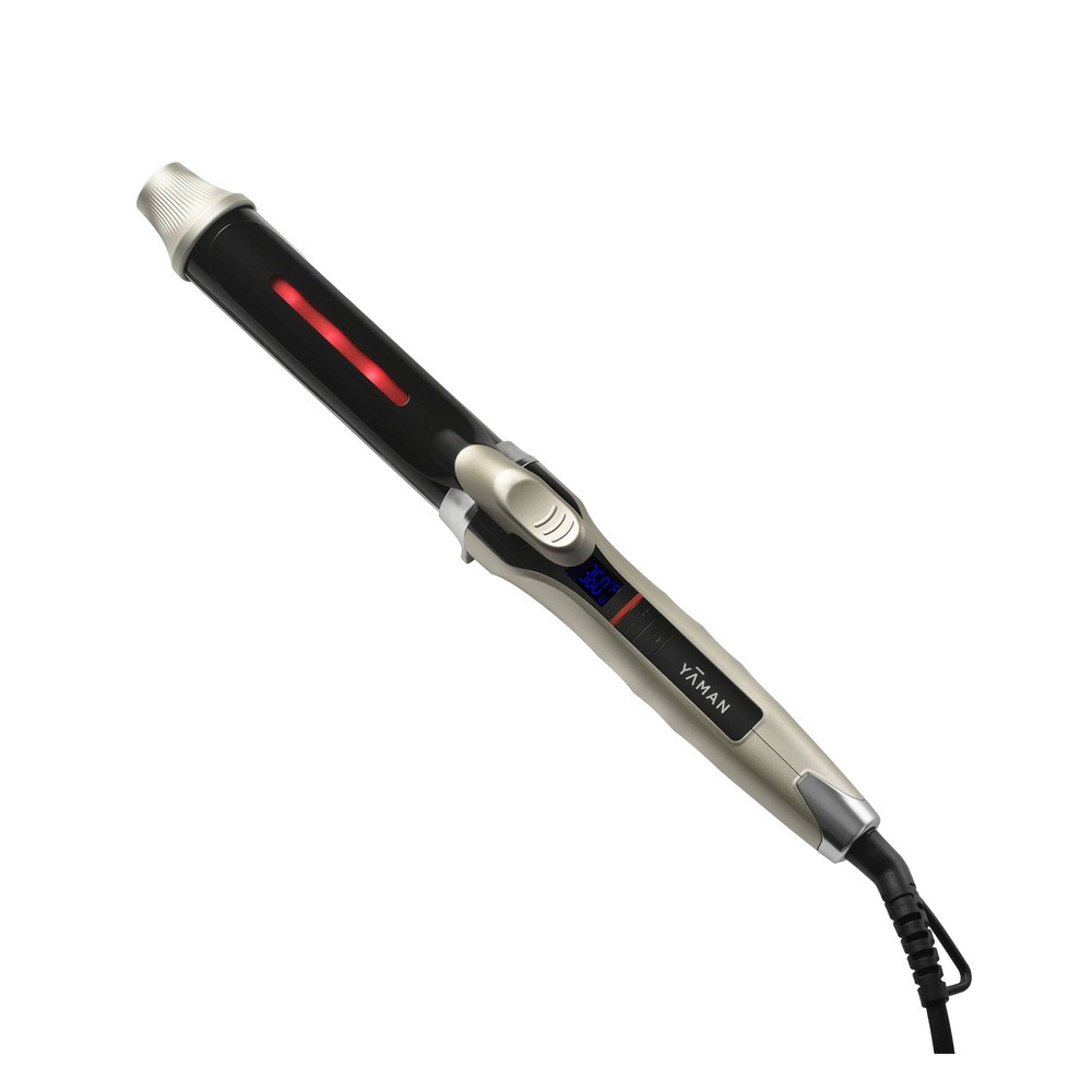 YAMAN Professional 1.25 in Tourmaline-Coated Ceramic Spring Curling Irons Anti-Static Technology Gold