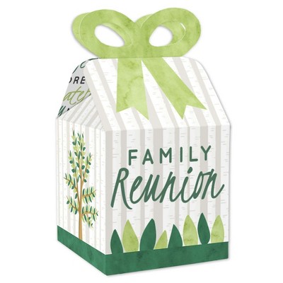 Big Dot of Happiness Family Tree Reunion - Square Favor Gift Boxes - Family Gathering Party Bow Boxes - Set of 12