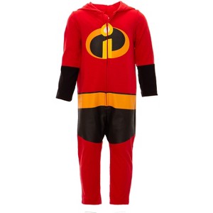 Disney Incredibles Mr. Incredible Zip Up Cosplay Coverall Newborn to Toddler - 1 of 4