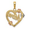 Black Bow Jewelry 14k Tri Color Gold Floral Nana Heart Pendant, 17mm - 3 of 4