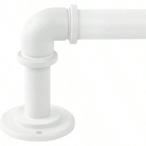 White Industrial Curtain Rods 48 to 84 Inch 1 Inch Diameter Blackout Wrap Around Adjustable Heavy Duty Window Drapery Rods - 1 of 4
