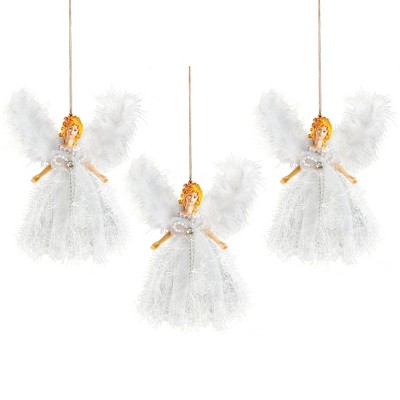 Collections Etc Glittery Angel Christmas Ornaments - Set of 3