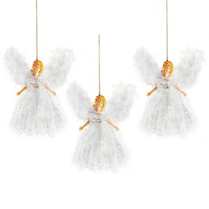 Collections Etc Glittery Angel Christmas Ornaments - Set of 3 - 1 of 2