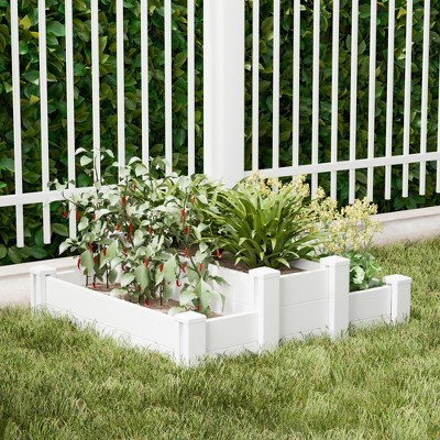 Lirago 48" x 37" x 13" White PVC Modular Garden Fence Panel-Durable Easy to Install Soil Improvement Solution