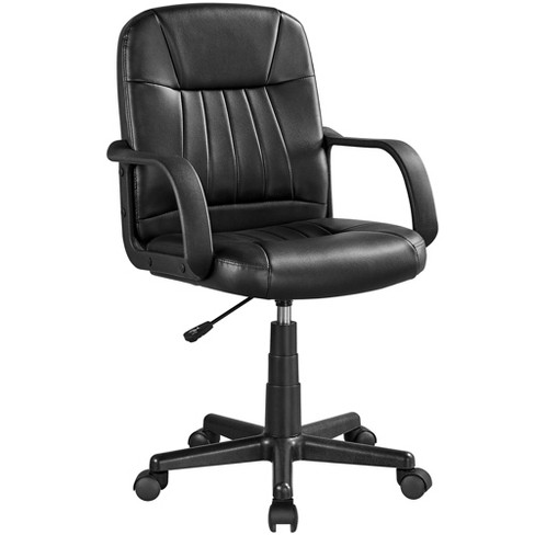 Yaheetech Office Chair Adjustable Swivel Chair Executive Artificial Leather  Computer Chair With Wheels, Black : Target