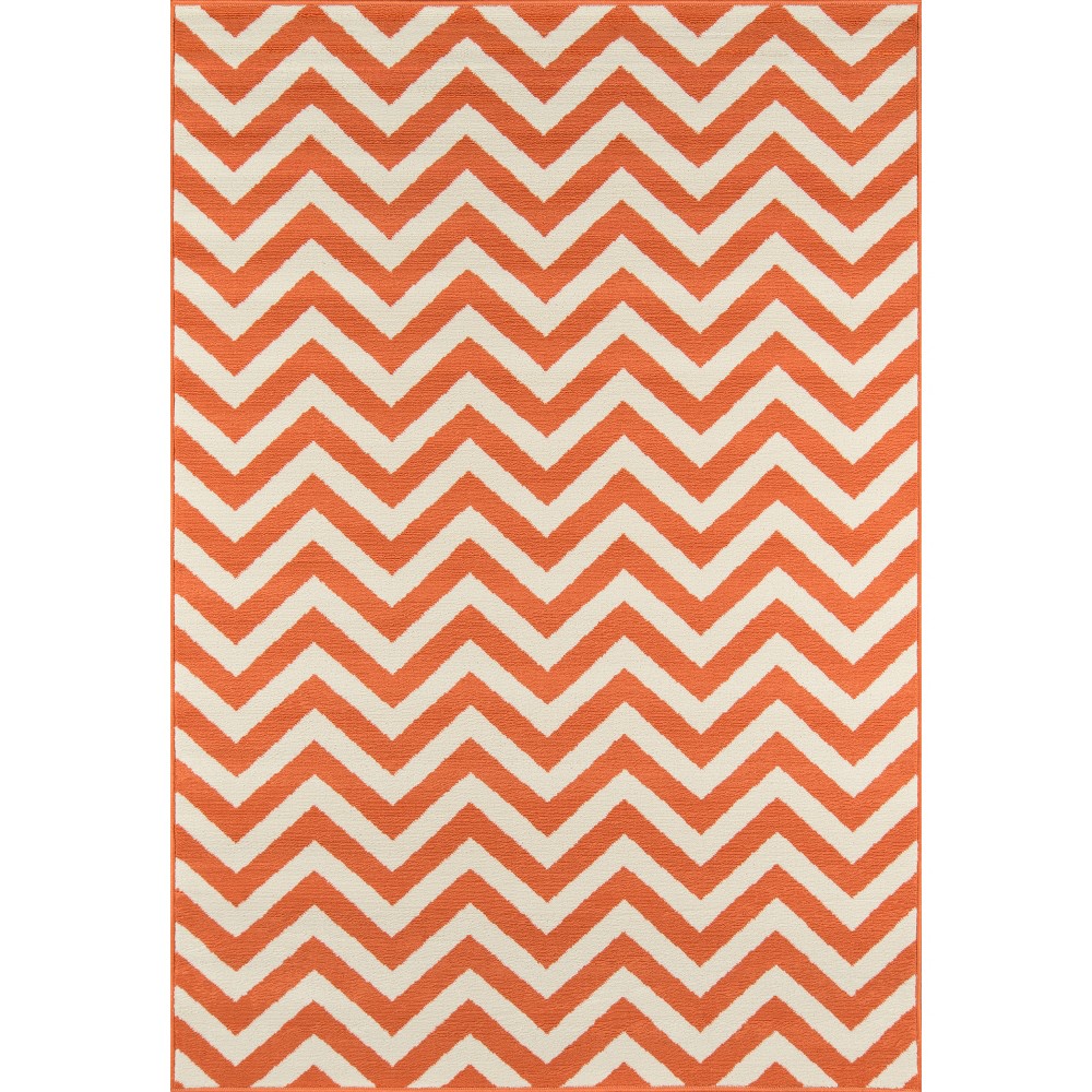 6'9inx7'6in Indoor/Outdoor Chevron Area Rug Orange - Momeni at RugsBySize.com