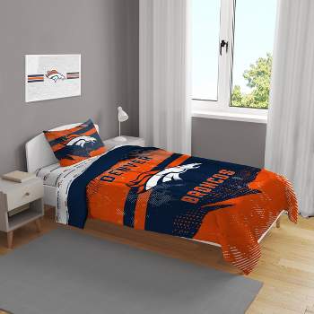 NFL Denver Broncos Slanted Stripe Twin Bed in a Bag Set - 4pc