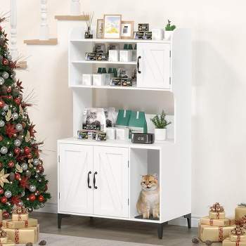 Whizmax Cat Litter Box Furniture,Hidden Cat Box Enclosure with Shelf Storage,Cat Litter Box Enclosure, Indoor Cat House Furniture
