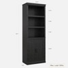 70" Farmhouse Bookshelf - 5-Tier Storage Cabinet with Doors for Living Room/Office/Bedroom - 2 of 4