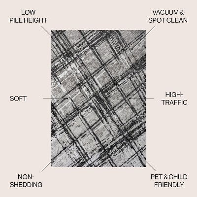 Gray Abstract Flat Woven Reversible Synthetic Rug 3x5