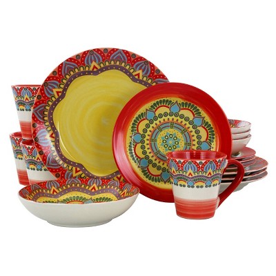 16pc Stoneware Kaleidoscope Dinnerware Set - Elama