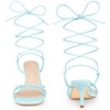 Perphy Women's Knot Lace Up Strappy Square Toe Kitten Heel Sandals - 2 of 3