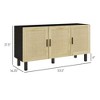 Yukimo Boho Kitchen Cabinet, Buffet Cabinet with 3 Rattan Doors and Adjustable Shelves, Black and Natural - 3 of 4