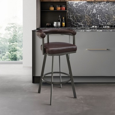 PAGED Swivel Bar Stools Faux Leather Counter Stools with Footrest, Island Chairs for Home Pub