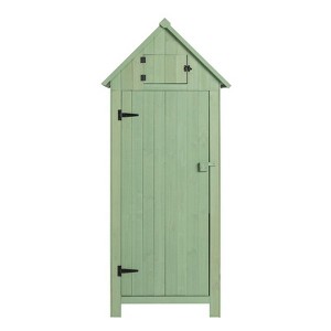 Karl Home 70'' H Green Solid Wood Outdoor Storage Shed - 1 of 4