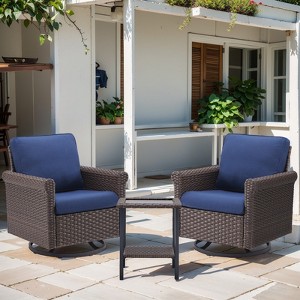 Buenhomino Outdoor Furniture Sets – Swivel Chairs & Tables, Handwoven Wicker, Steel Frames, Weather-Resistant Cushions for Patio, Balcony & Garden - 1 of 4