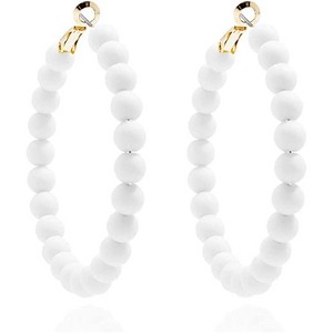 Boho Beaded Hoop Earrings, Multicolor Acrylic Bead Dangle Earrings for Women - 1 of 4