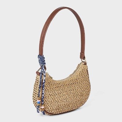 Сумки Universal Thread Straw Shoulder Bag with Charms - Universal Thread™ Tan — фото 2