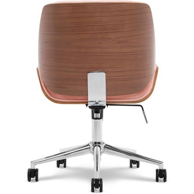 French Pink Swivel Bentwood Task Chair with Wood Accents