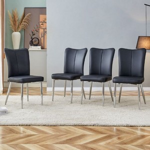 CAVINAS Modern PU Leather Dining Chairs with Foam Cushion and Metal Legs, 6-Piece Side Chair for Dining Room, Living Room - 1 of 4