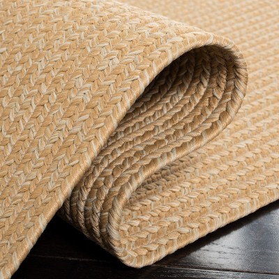 Beige Braided Reversible Synthetic Runner Rug 2'3" x 8'